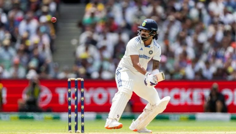 KL Rahul's massive 110m six with Kohli's gloves.
