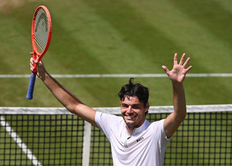 Taylor Fritz Wimbledon victory celebration