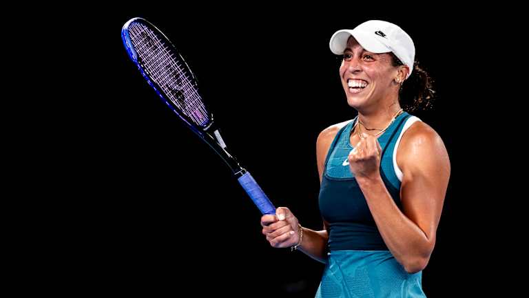 Madison Keys in action during a tennis match